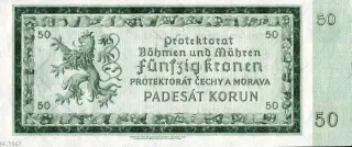Czech Republic 50 Korun, 1940 reverse